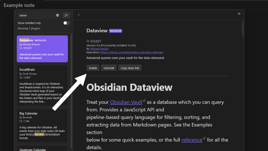 enable dataview